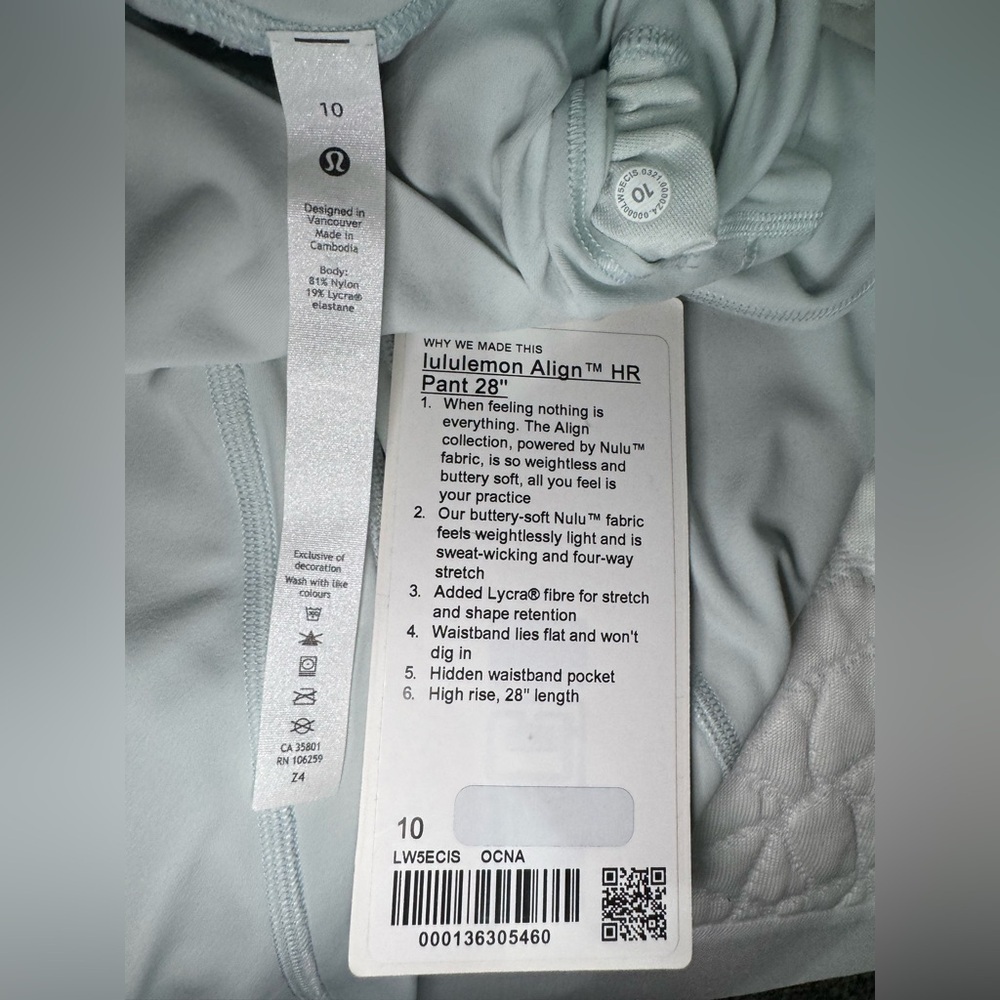 NWT Lululemon Align High-Rise Pant 28" in Ocean Air - Picture 4 of 5